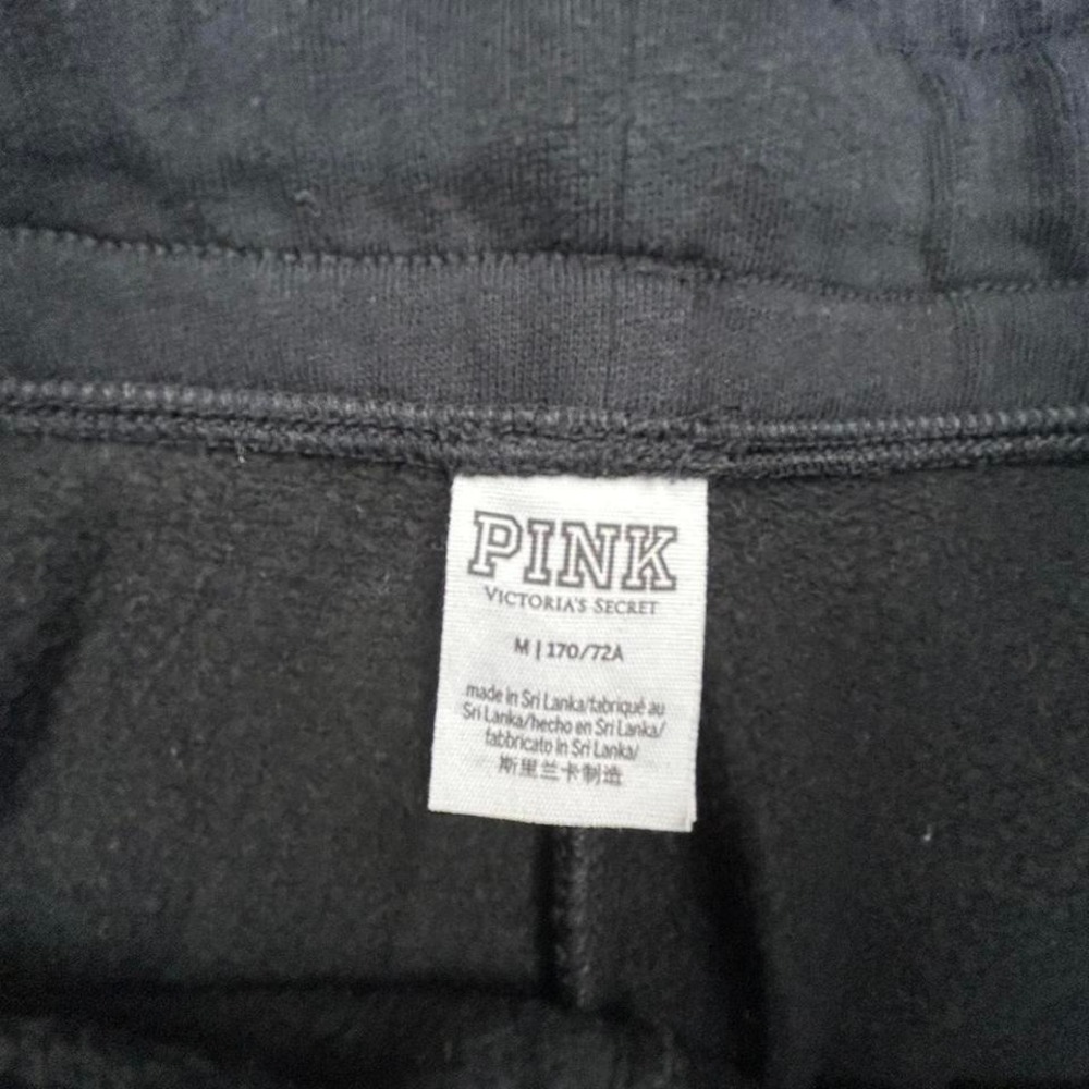 Black Victoria's Secret PINK Sweatpants Bold Leg Graphic Y2K Loungewear M - Picture 5 of 5
